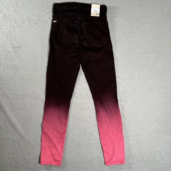 NWT AO L.A High Rise Ankle Skinny Jeans Alice + Olivia Wine/Bubblegum Size 26 - Picture 10 of 15
